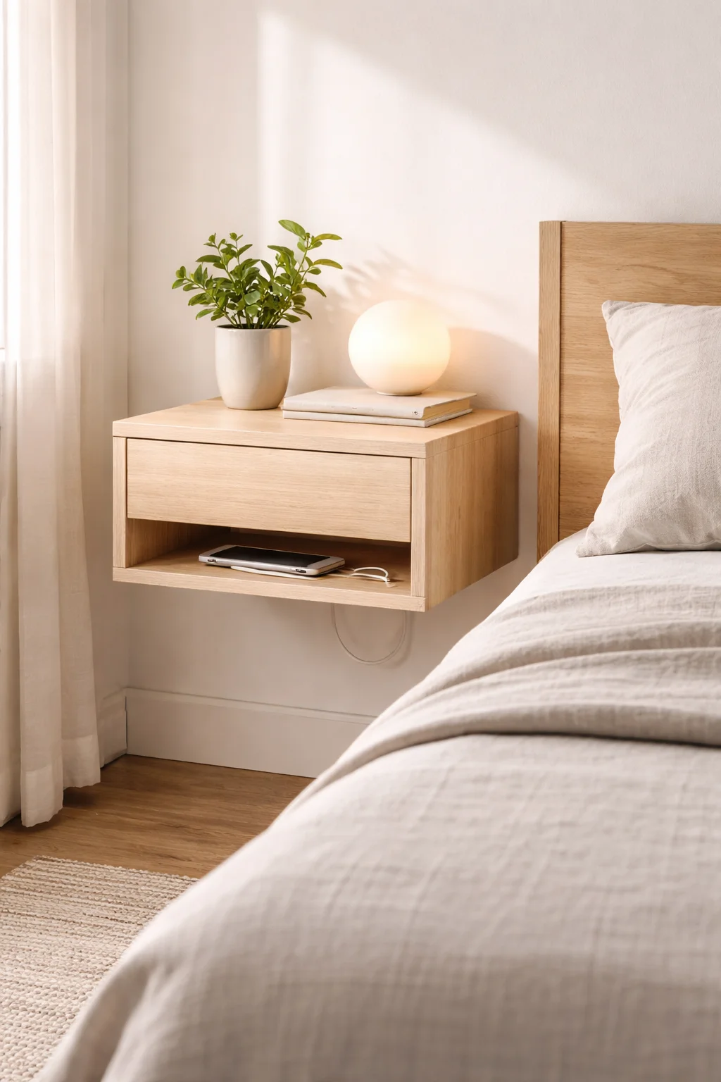 Modern Floating Nightstand Plans for Small Bedrooms