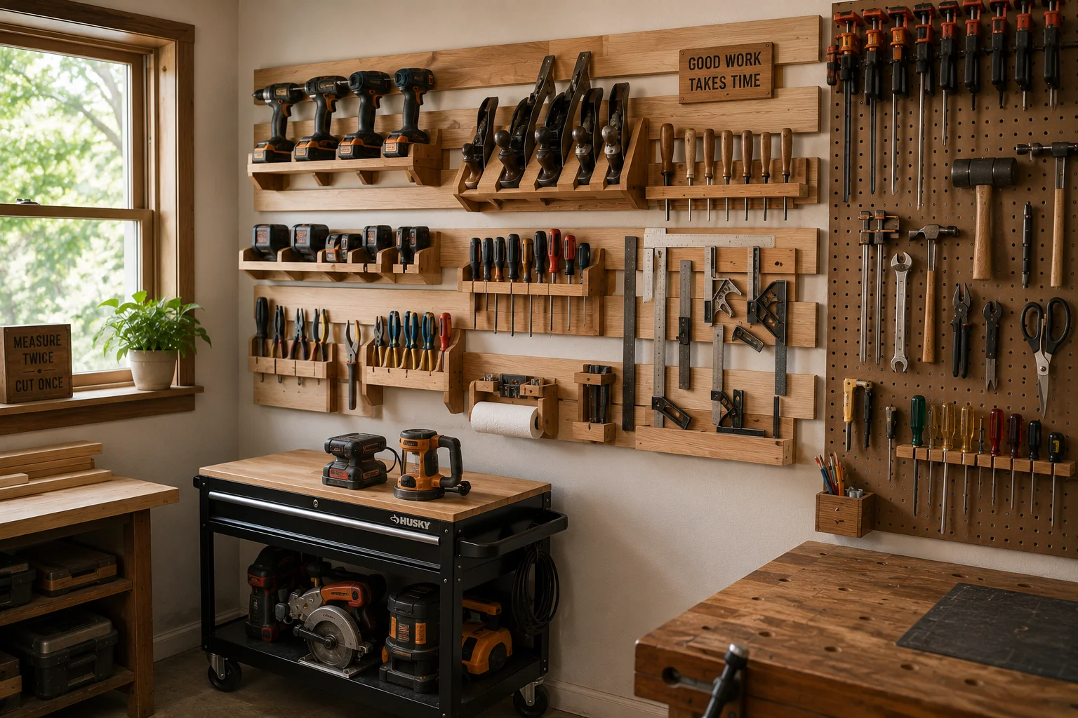Explore workshop tool storage ideas that save space, reduce clutter, and keep hand tools, power tools, lumber, and accessories organized and accessible.